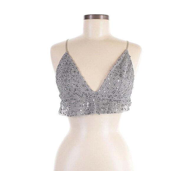 NIDODILEDA Women's Sequined Bralette Gray‎ Embroidered Size M/L - Picture 1 of 5